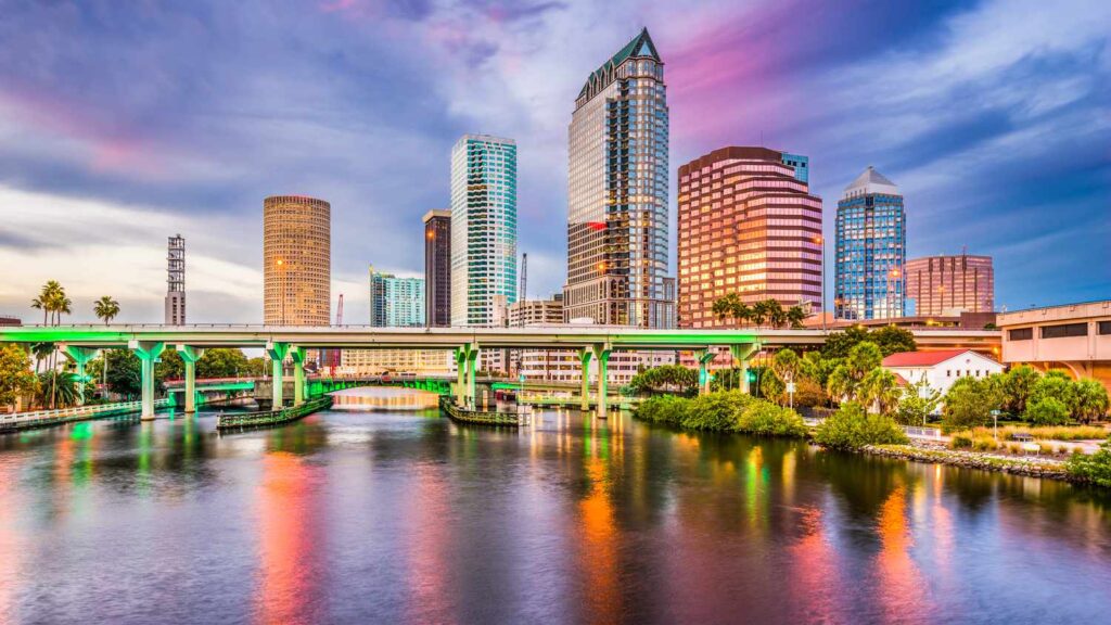 tampa during sunset tampa during sunset